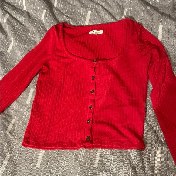 Madewell Red Button Down Shirt - Picture 2 of 2